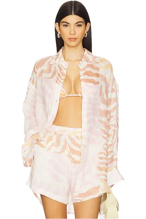 Vitamin A Playa Linen Boyfriend Shirt in . Size S.