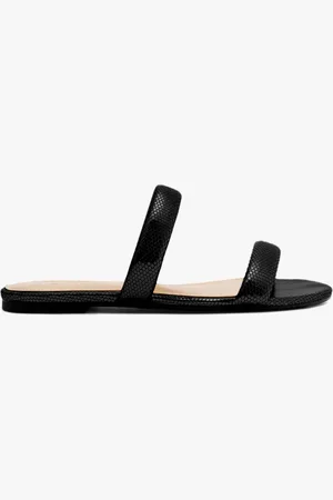 Schutz Sandália Rasteira Slide Couro Preta