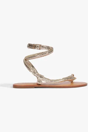 Schutz Sandália Rasteira Courtney Couro Dourada