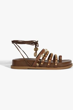 Schutz Sandália Papete Couro Tachas Amarração