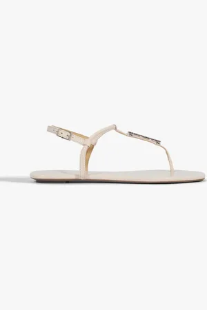 Schutz Sandália Rasteira Crystal Logo Dourada