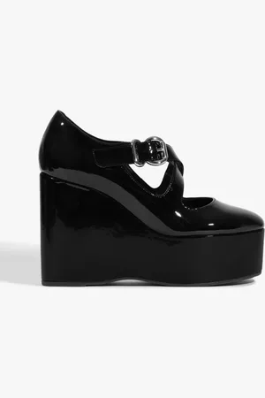 Schutz Scarpin Plataforma Myriam Couro Preta