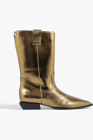 Schutz Bota Ashley Couro Dourada