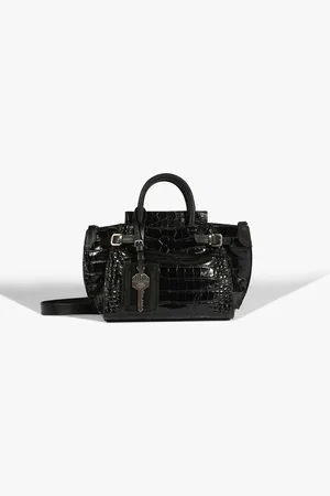 Schutz Bolsa Mini Tote Heaven Couro Croco Preta