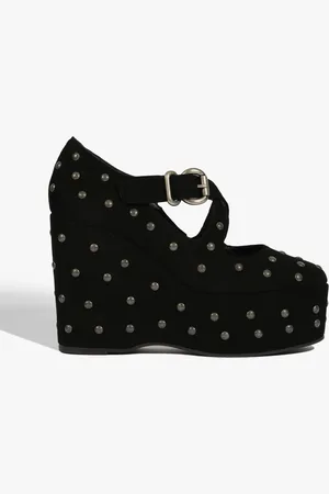 Schutz Sapatilha Plataforma Myriam Studs Couro Preta