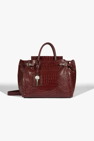 Schutz Bolsa Tote Média Heaven Couro Croco Vinho