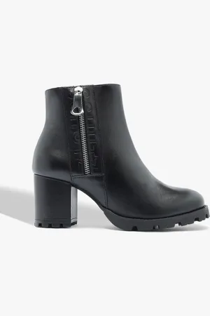 Schutz Bota Cano Médio Salto Bloco Couro Preta