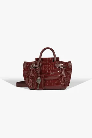 Schutz Bolsa Mini Tote Heaven Couro Croco Vinho