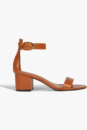 Schutz Sandália Salto Bloco Médio Couro
