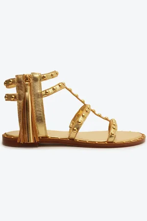 Schutz Sandália Rasteira Gladiadora Kanya Dourada