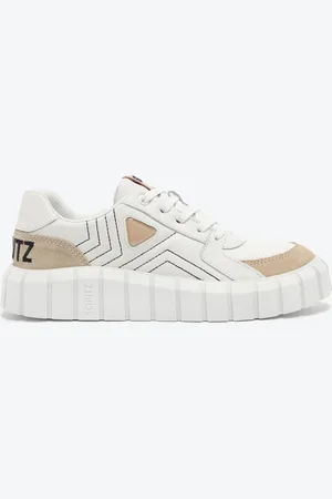 Schutz Tênis Mix de Couro Bege e Rosa