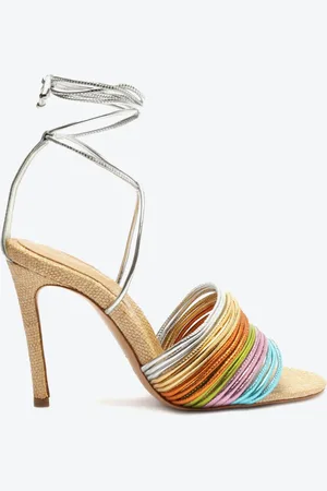 Schutz Sandália Salto Alto Tiras Metalizada Colorida
