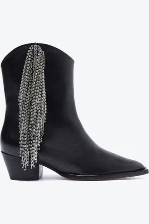 Schutz Bota Western Terry Couro Brilho Preta