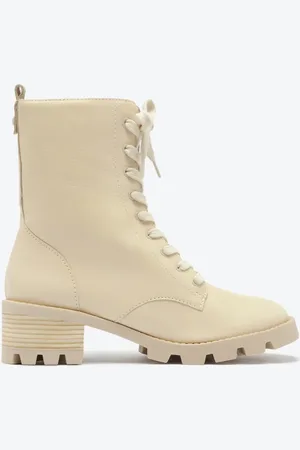 Schutz Bota Coturno Tratorada Couro Creme