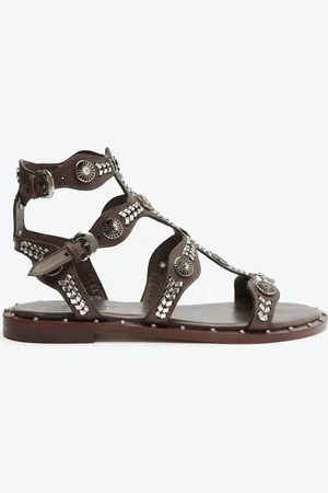 Schutz Sandália Rasteira Gladiadora Tierra Couro
