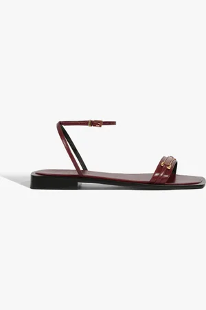 Schutz Sandália Rasteira City Chic Couro Vermelha