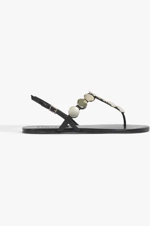Schutz Sandália Rasteira Couro Boho Preta