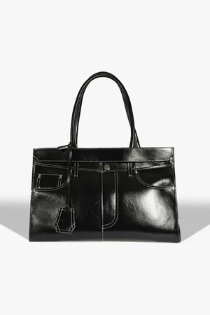 Schutz Bolsa Tote Trouser Bag Couro Preta
