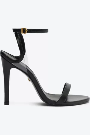 Schutz Sandália Salto Skye High Stiletto Couro Preta