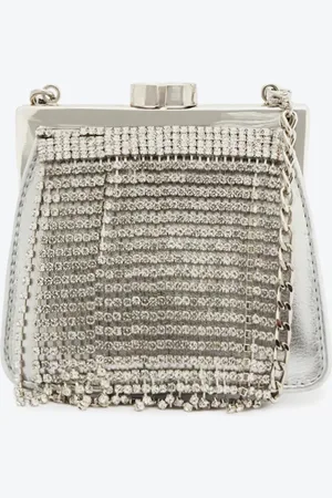 Schutz Mini Bag Couro Cristais Prateada