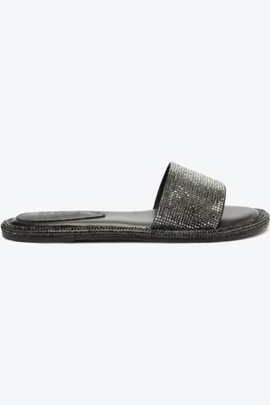 Schutz Sandália Slide Strass Preta