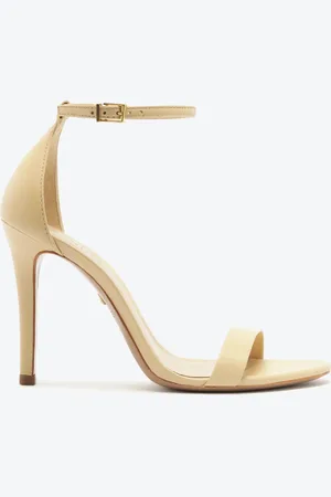Schutz Sandália Gisele Salto Alto Couro Bege
