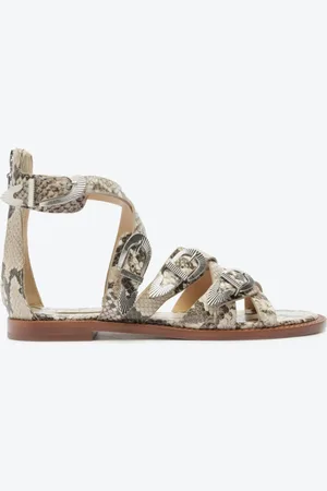 Schutz Sandália Rasteira Wild Flats Couro Snake