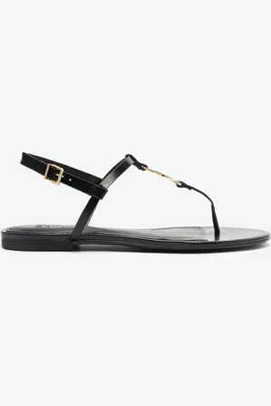 Schutz Sandália Rasteira Statement Flats Couro Preta