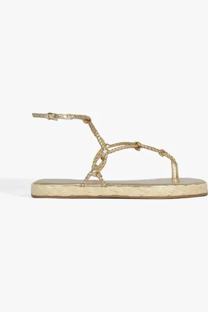 Schutz Sandália Rasteira Espadrille Dourada