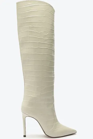 Schutz Bota Over The Knee Sashi Couro Croco Branca