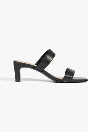 Schutz Sandália Mule Salto Couro Preta