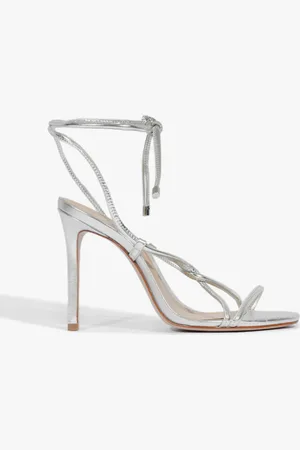 Schutz Sandália Salto Strings Twist Prata