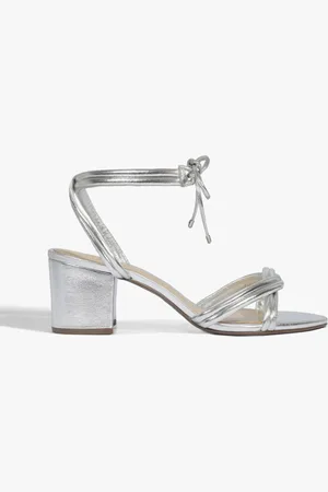 Schutz Sandália Block Heel Strings Prata