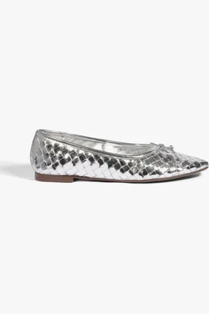 Schutz Sapatilha Arissa Woven Casual Couro Prateada