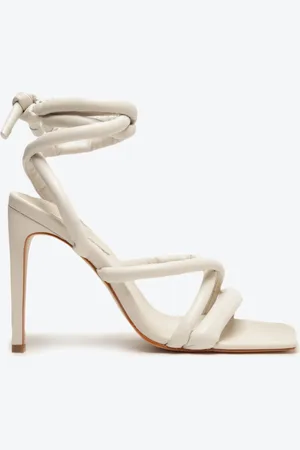 Schutz Sandália Salto Alto Amarração Puffy Branca