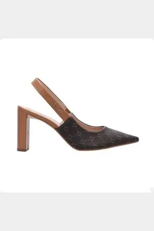 Luz da Lua Sapato Feminino Slingback Marrom Mono Mocca