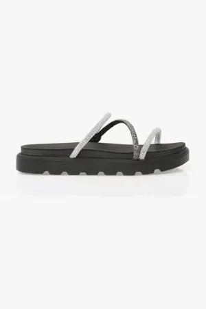 VIZZANO Tamanco Feminino Papete Strass Preto Cristal