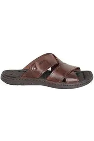 PEGADA Chinelo Masculino Slide Em Couro Marrom 39