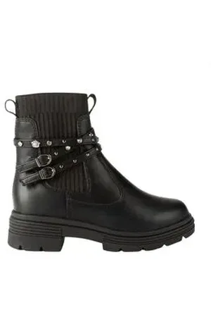 PINK CATS Bota Infantil Coturno Cano Curto Preta 28