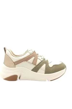 MODARE Tênis Moda Feminino Branco E Verde Branco Off