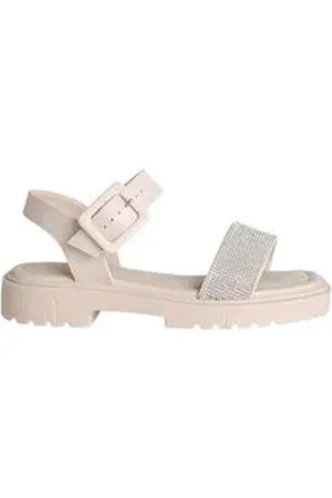 DAYANE MAGALHÃES Sandália Papete Feminina Tratorada Dayane Magalhães Flash Off White Com Strass 36