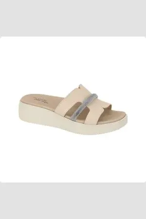 MODARE Tamanco Feminino Anabela Creme Creme