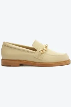 Schutz Mocassim Feminino Dannie Couro Corrente Bege 37