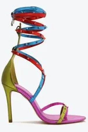 Schutz Sandália Feminina Lacey Mid Couro Multicolorida Fucsia
