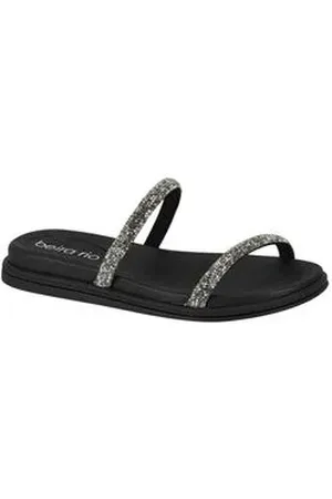 BEIRA RIO Tamanco Feminino Papete Strass Preto Preto