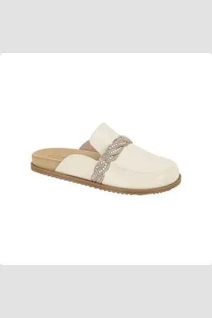 MOLECA Sapato Feminino Mule Mocassim Branco Branco Off