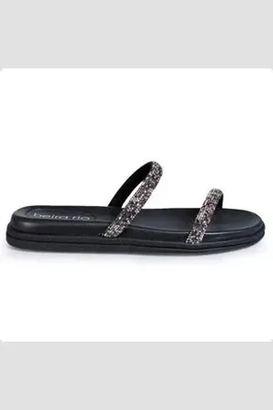 BEIRA RIO Tamanco Feminino Anabela Strass Preto Preto 01