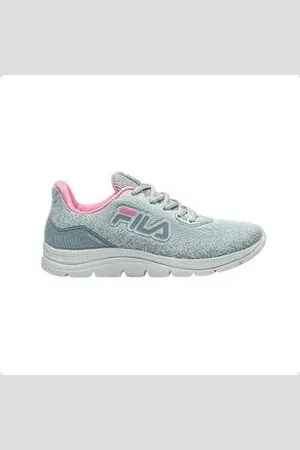 Fila Tênis Running Infantil Outfield Cinza E Rosa Prata