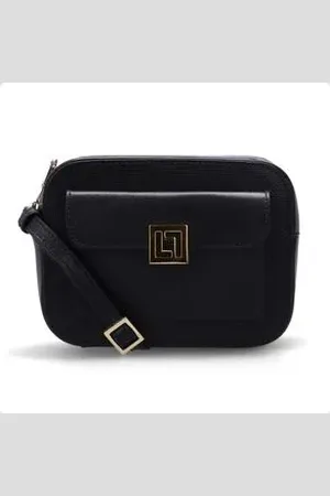 Luz da Lua Bolsa Feminina Pequena Tiracolo Preta Tramado
