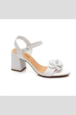 BOTTERO Sandália Feminina Salto Alto Grosso Branco 34